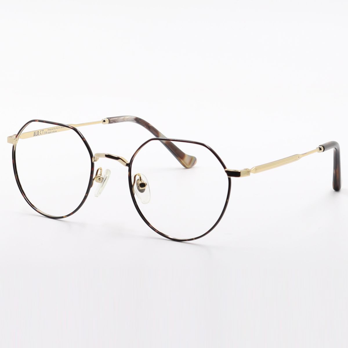 알로아이웨어(ALO EYEWEAR) [ALO:CTZEN] CI8621 1814G 크라운판토 라운드 안경테 레오파드/골드