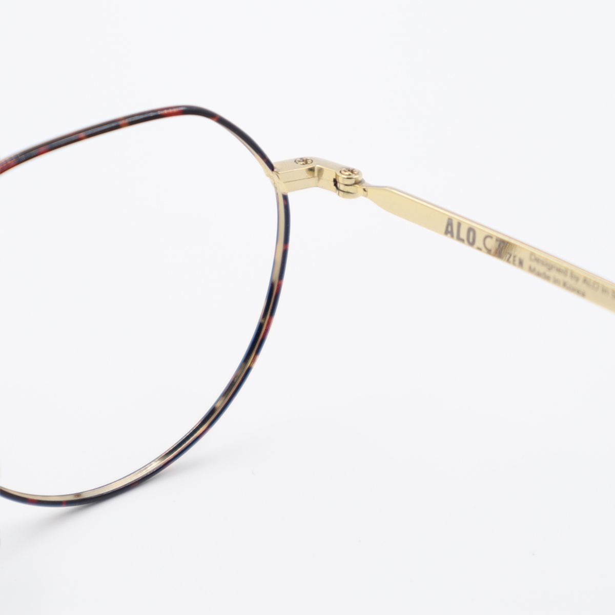 알로아이웨어(ALO EYEWEAR) [ALO:CTZEN] CI8621 1814G 크라운판토 라운드 안경테 레오파드/골드