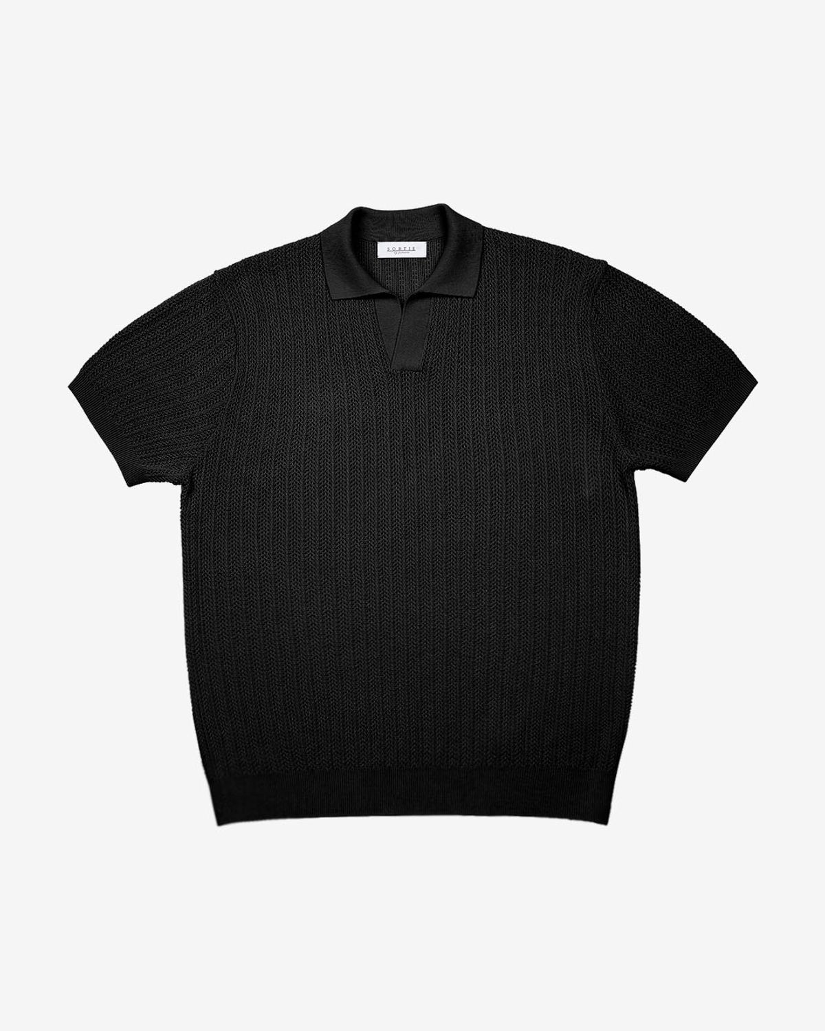 솔티(SORTIE) Mesh Mixed Cable Open Collar Knit (Oatmeal)
