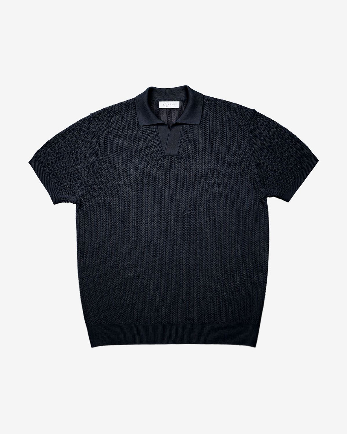 솔티(SORTIE) Mesh Mixed Cable Open Collar Knit (Oatmeal)