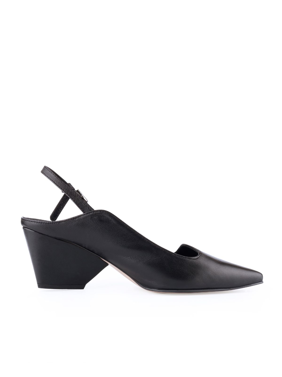 꼼므지(COMMEGEE) Asymmetric wave sling-back shoes / CG1021BK