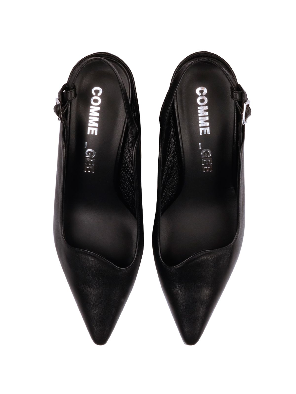꼼므지(COMMEGEE) Asymmetric wave sling-back shoes / CG1021BK