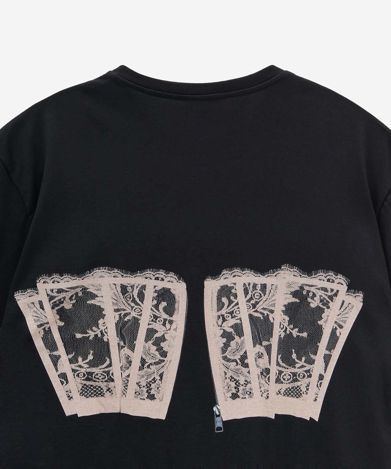【ALEXANDER McQUEEN】LACE CORSET SHORT SLEEVE T SHIRT 0400015467314_WHITEBLACK?wid=