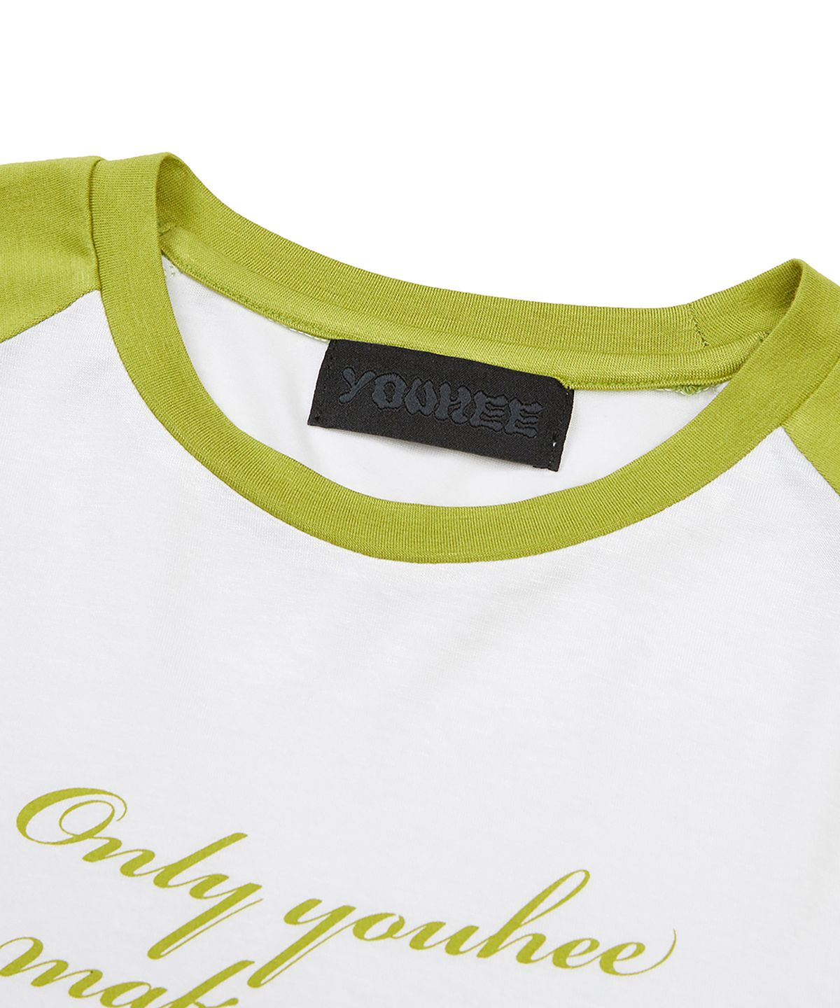 유희(YOUHEE) REGLAN LETTERING LONG SLEEVE LIME
