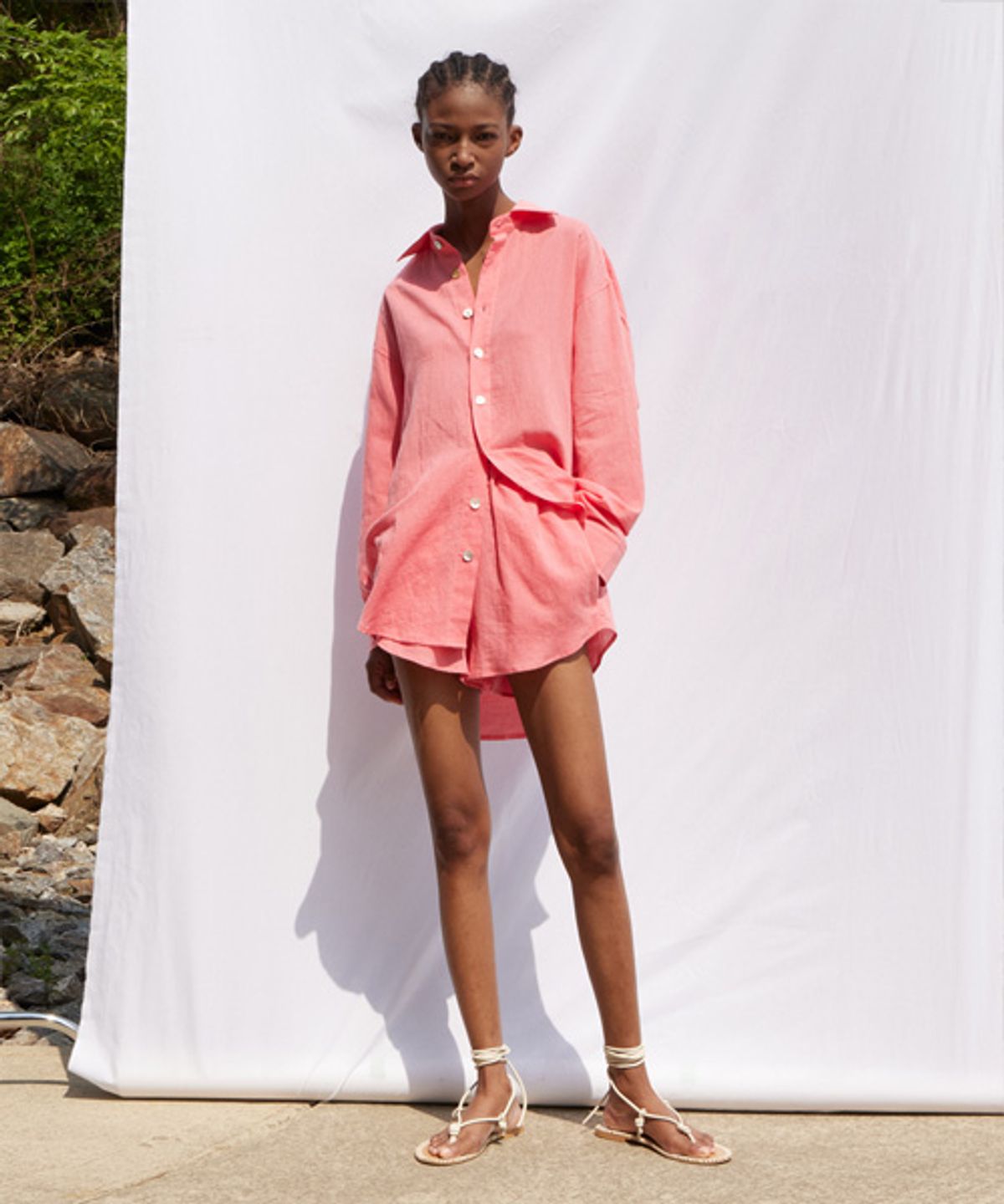 레이디 볼륨(LADY VOLUME) LINEN BEACH SHORTS_PINK