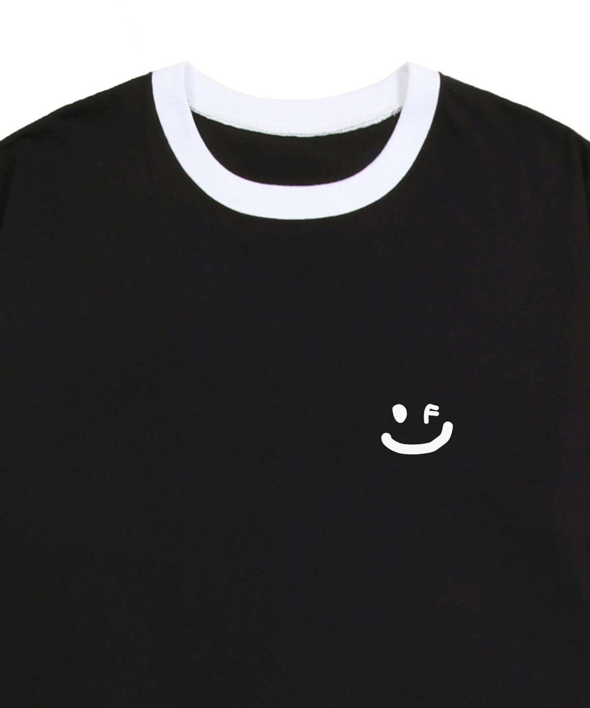 그레이버(GRAVER) [UNISEX]스몰 드로잉스마일 배색 반팔티_블랙
