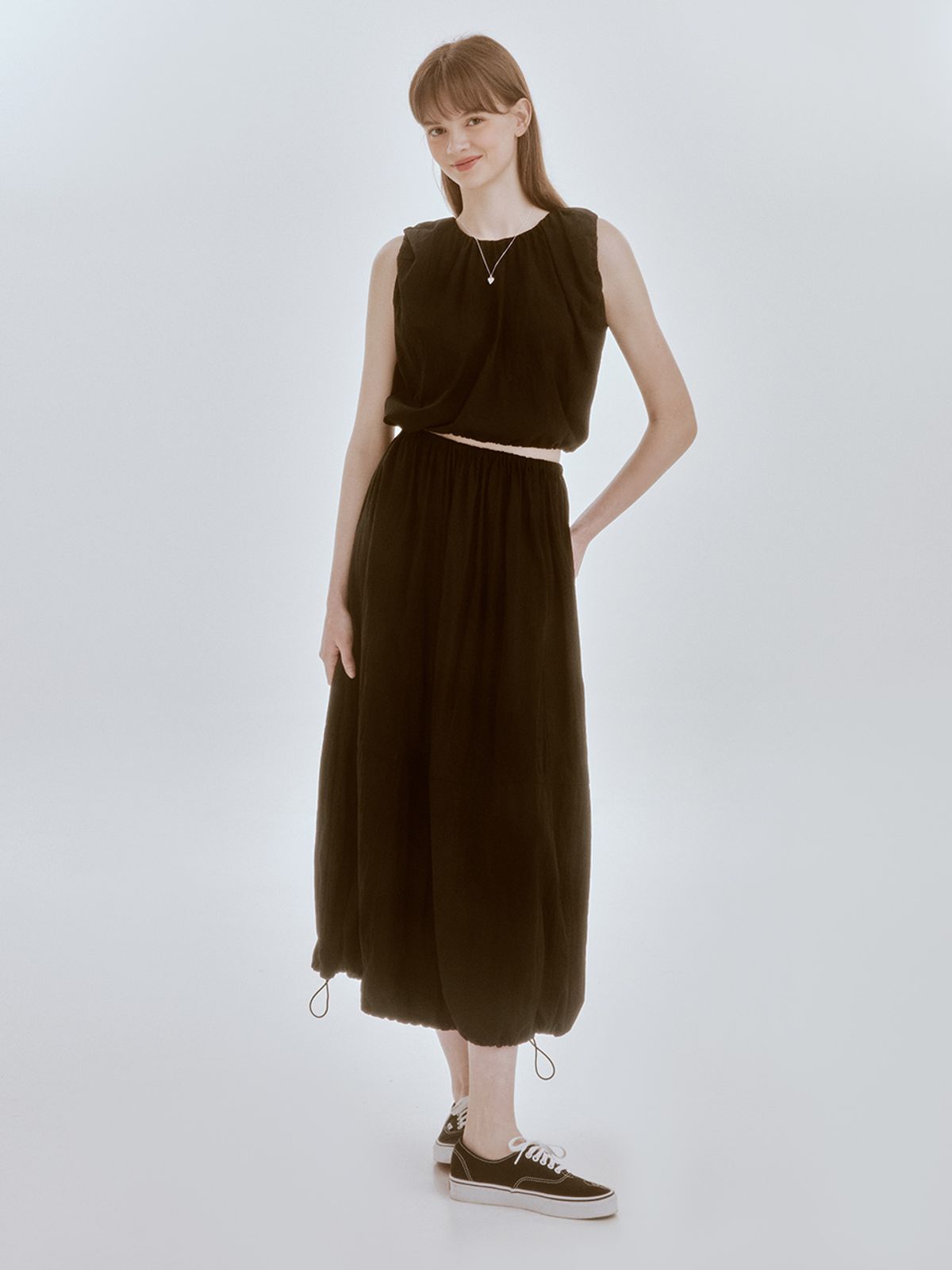 리엘(RE L) Nod string skirt (black)