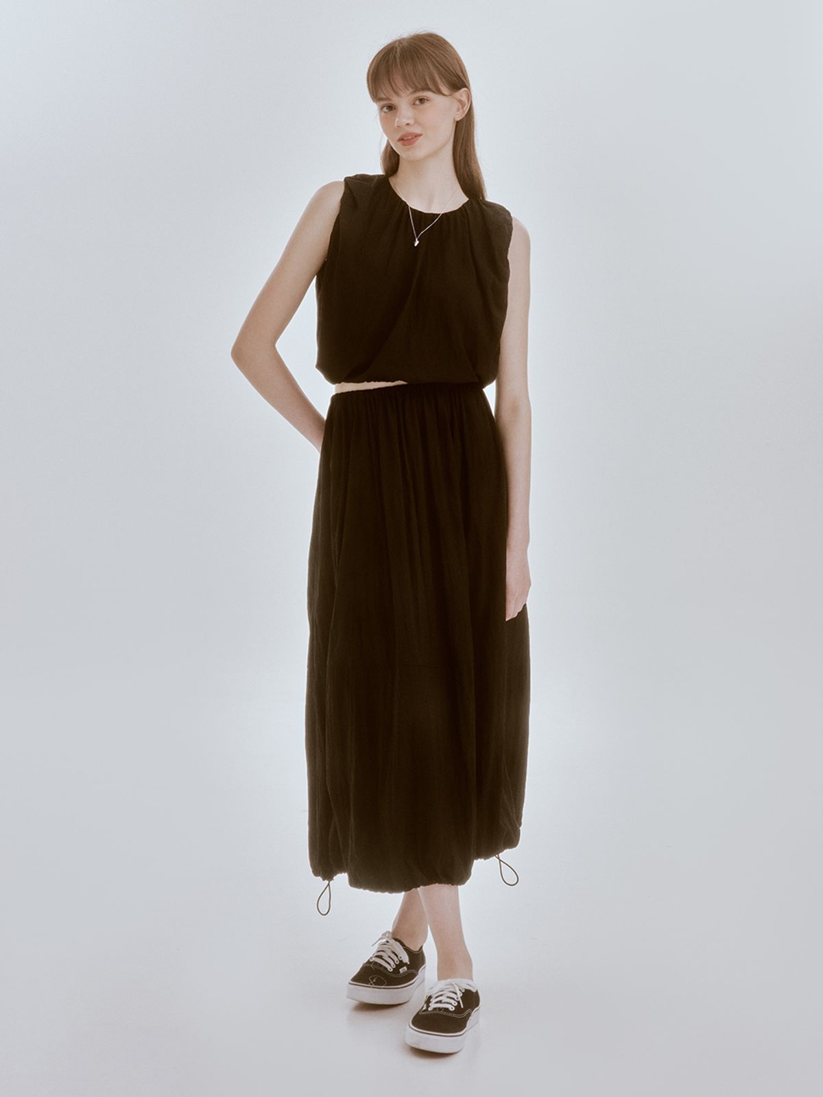 리엘(RE L) Nod string skirt (black)