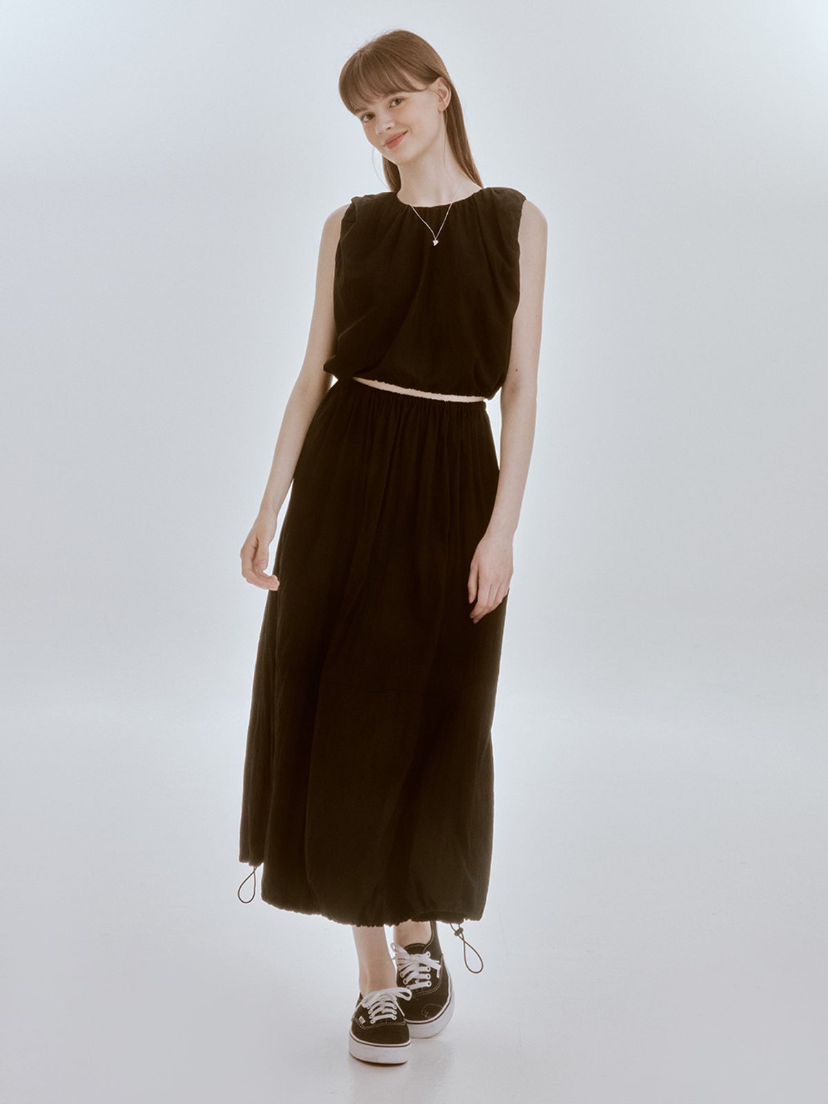 리엘(RE L) Nod string skirt (black)