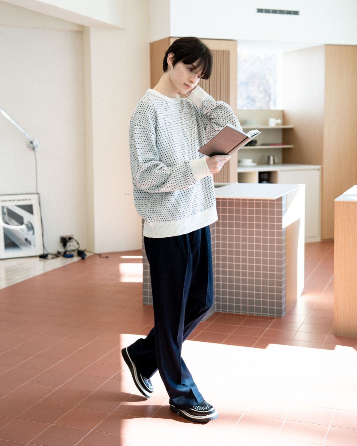 아스트레이(ASTLAY) Stella Belt Pants (Navy)