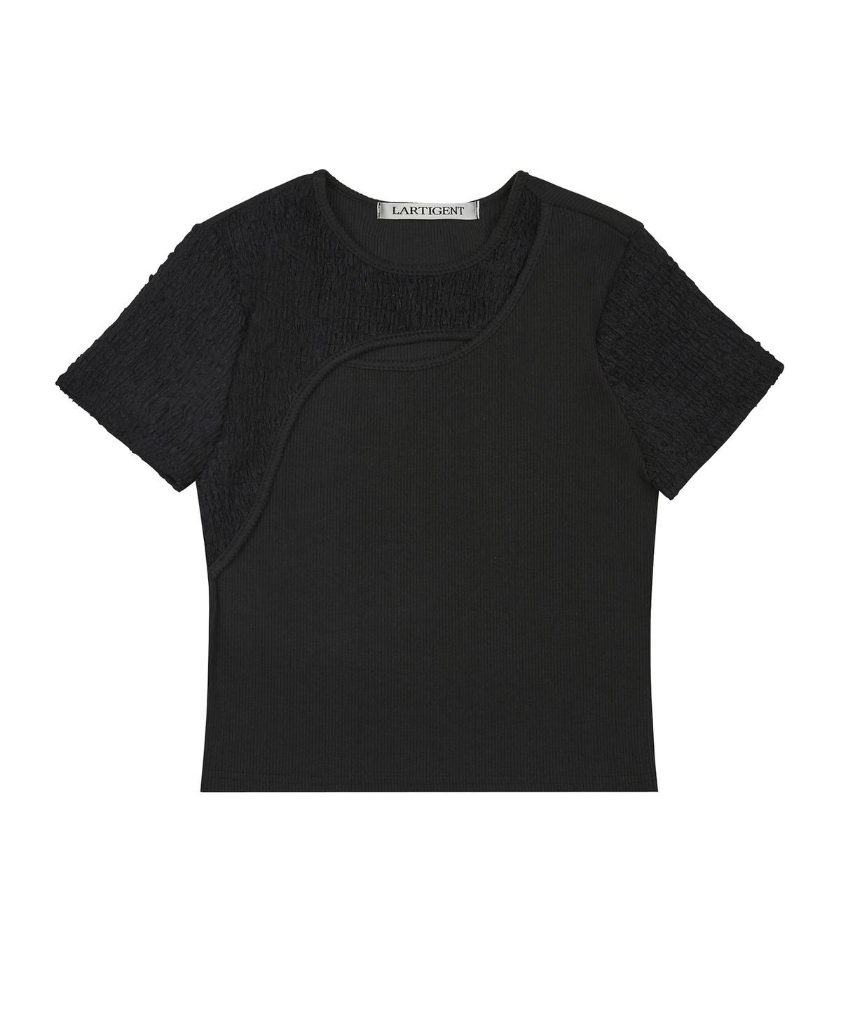 라티젠(LARTIGENT) L3 CUTOUT SHORT SLEEVE T-SHIRT(BLACK)