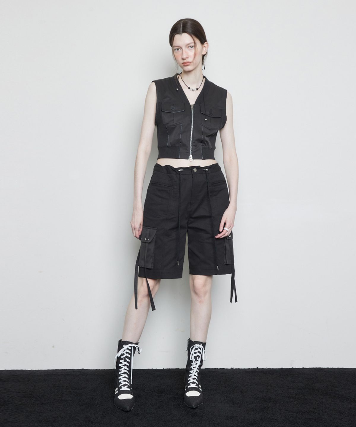 라티젠(LARTIGENT) L3 RIBBON POCKET SHORT(BLACK)