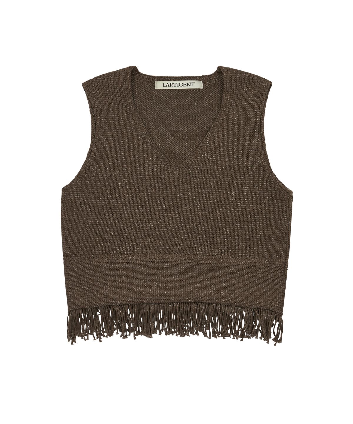 라티젠(LARTIGENT) L3 FRINGE KNIT BUSTIER(BROWN)