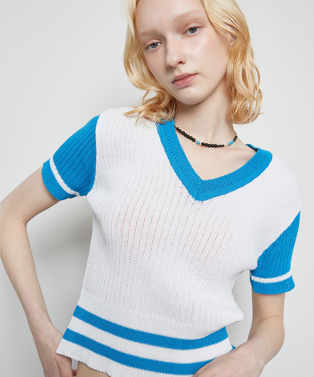 라티젠(LARTIGENT) L3 BOLD DOUBLE LINE KNIT(BLUE)