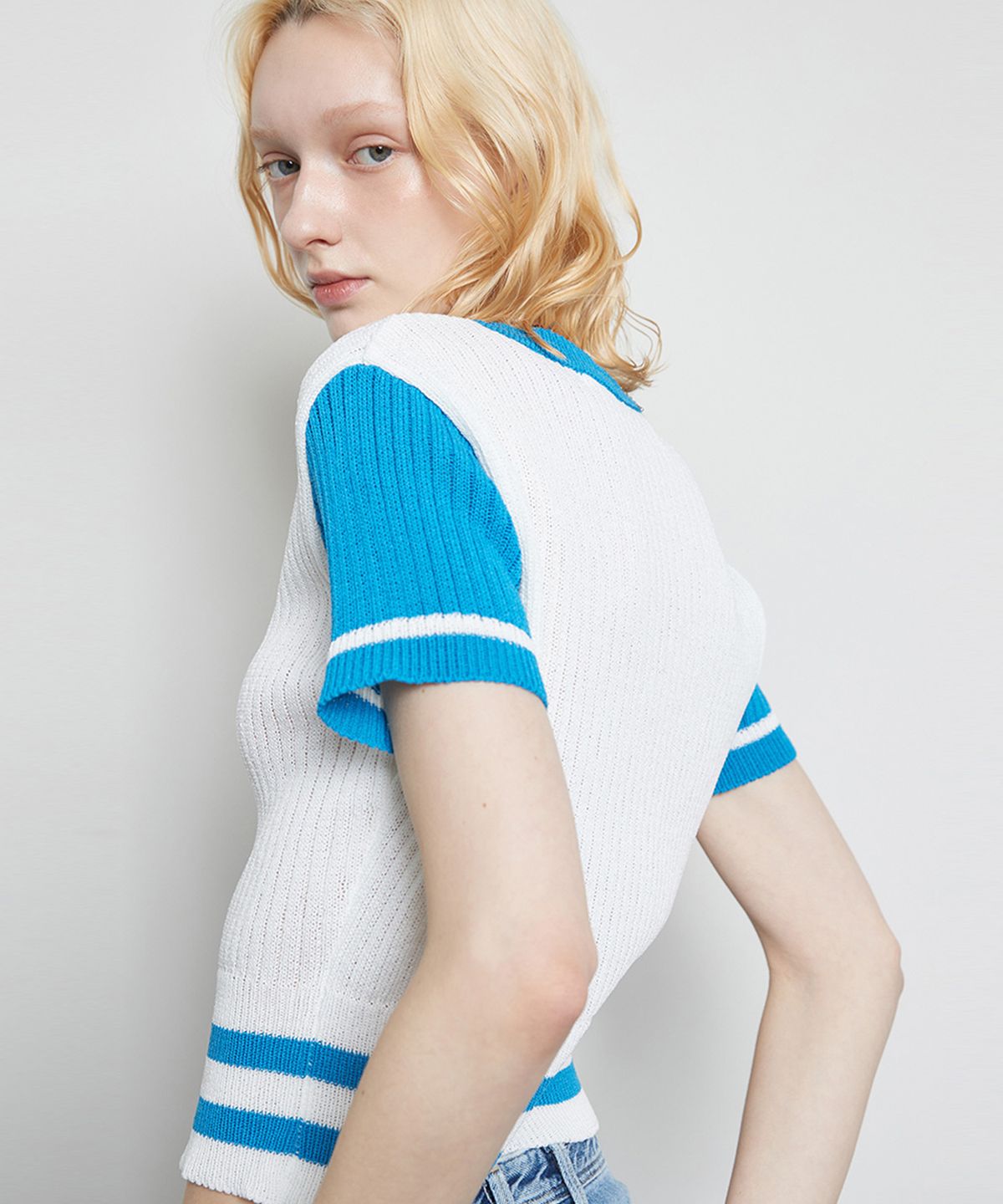 라티젠(LARTIGENT) L3 BOLD DOUBLE LINE KNIT(BLUE)