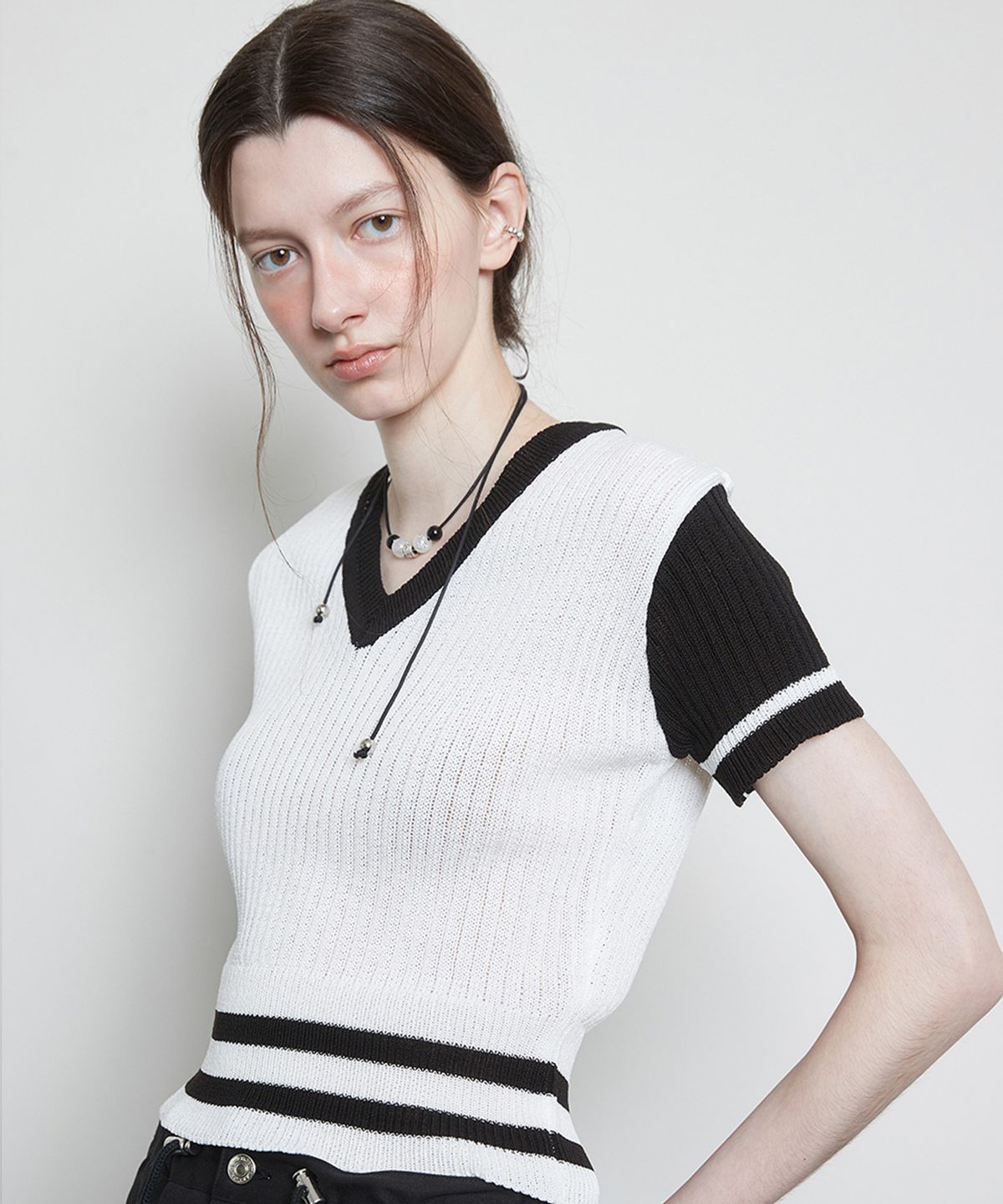 라티젠(LARTIGENT) L3 BOLD DOUBLE LINE KNIT(BLACK)
