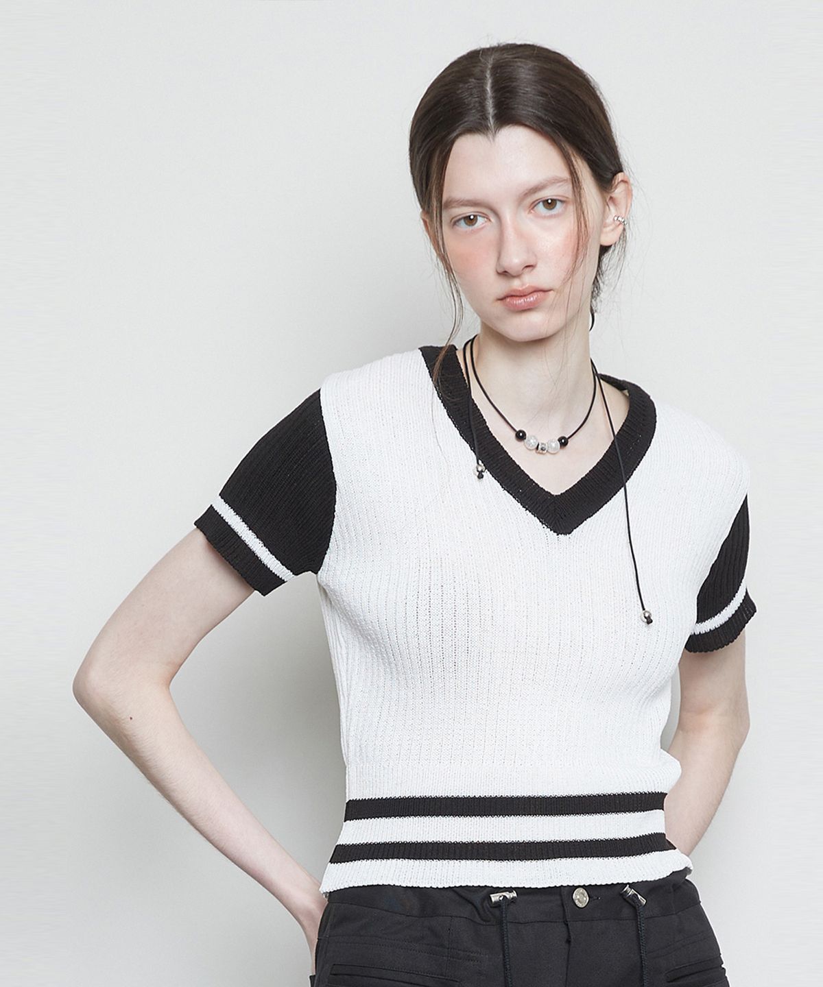 라티젠(LARTIGENT) L3 BOLD DOUBLE LINE KNIT(BLACK)