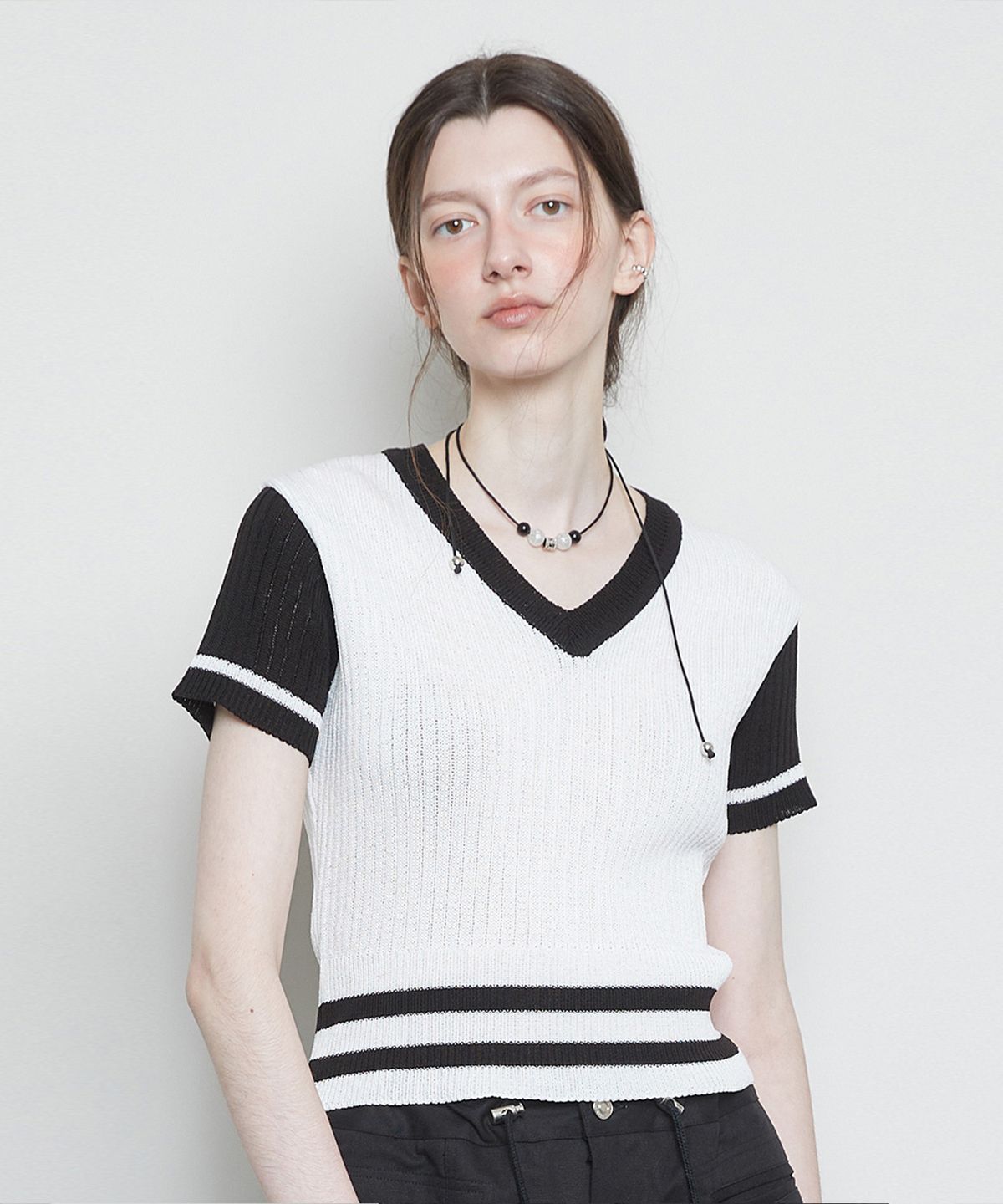 라티젠(LARTIGENT) L3 BOLD DOUBLE LINE KNIT(BLACK)