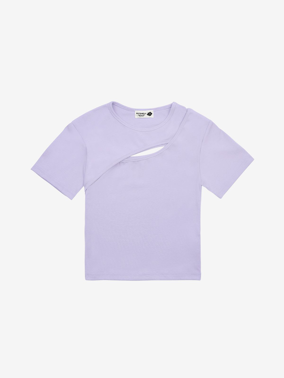 마이쉘(MYSHELL) 허쉬 트임 크롭 티셔츠_80201TS