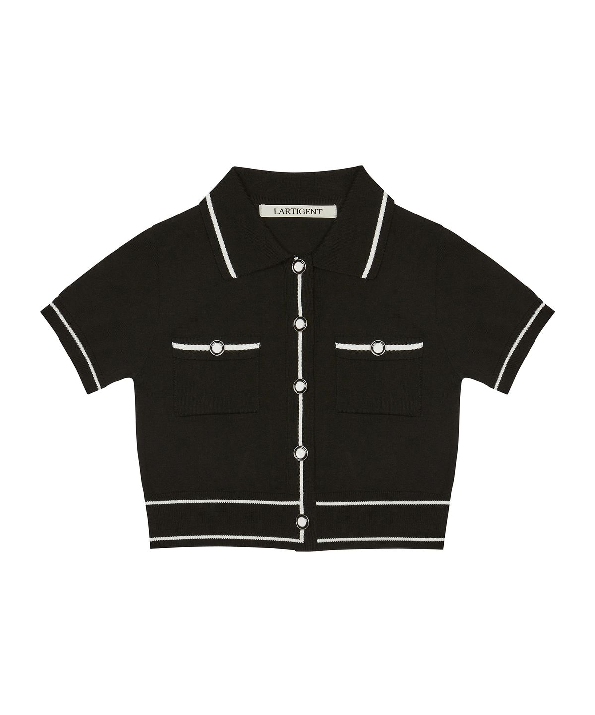 라티젠(LARTIGENT) L3 BUTTON CARDIGAN(BLACK)