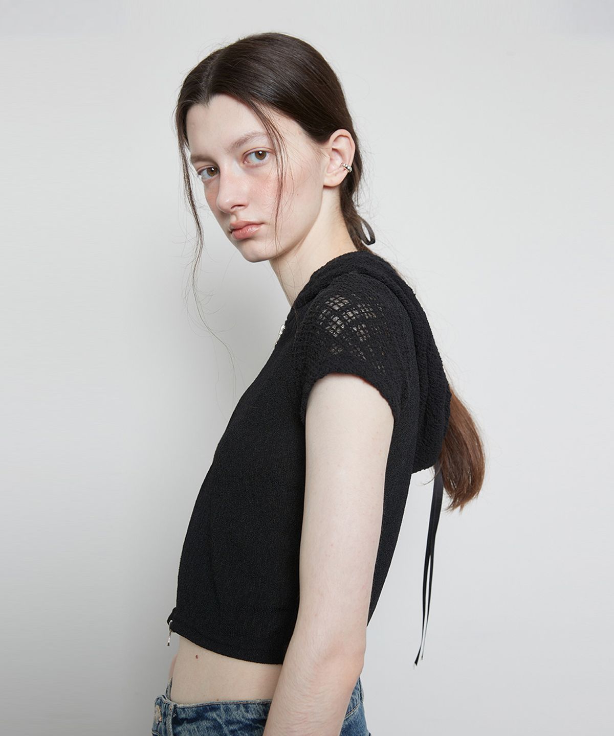 라티젠(LARTIGENT) L3 LACE HOOD ZIP-UP(BLACK)