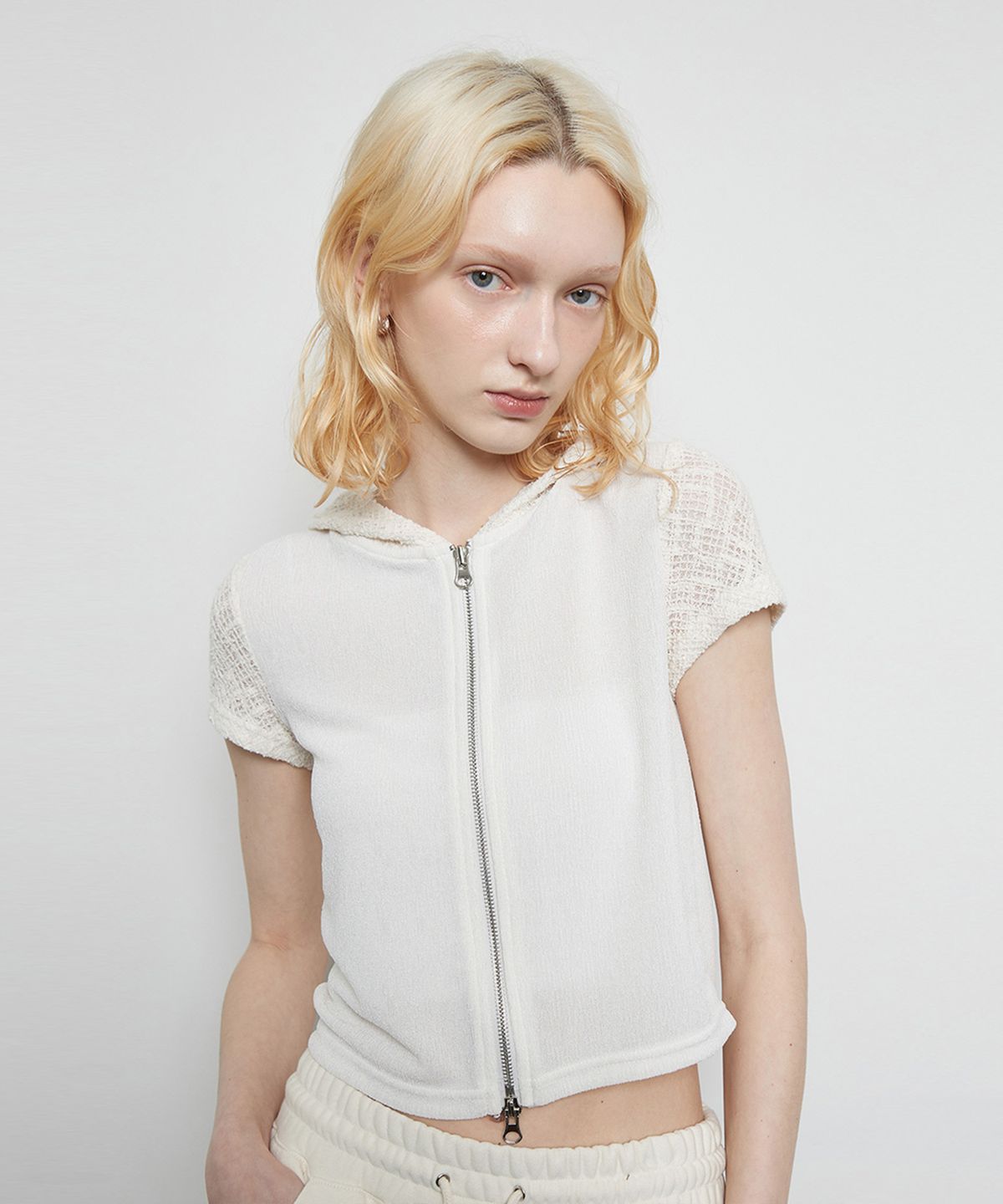 라티젠(LARTIGENT) L3 LACE HOOD ZIP-UP(IVORY)