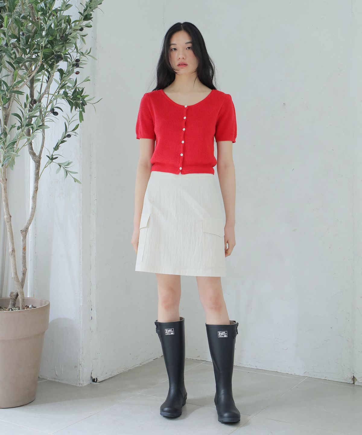 폴앤앨리스(PAUL&ALICE) POCKET MINI SKIRT / CREAM