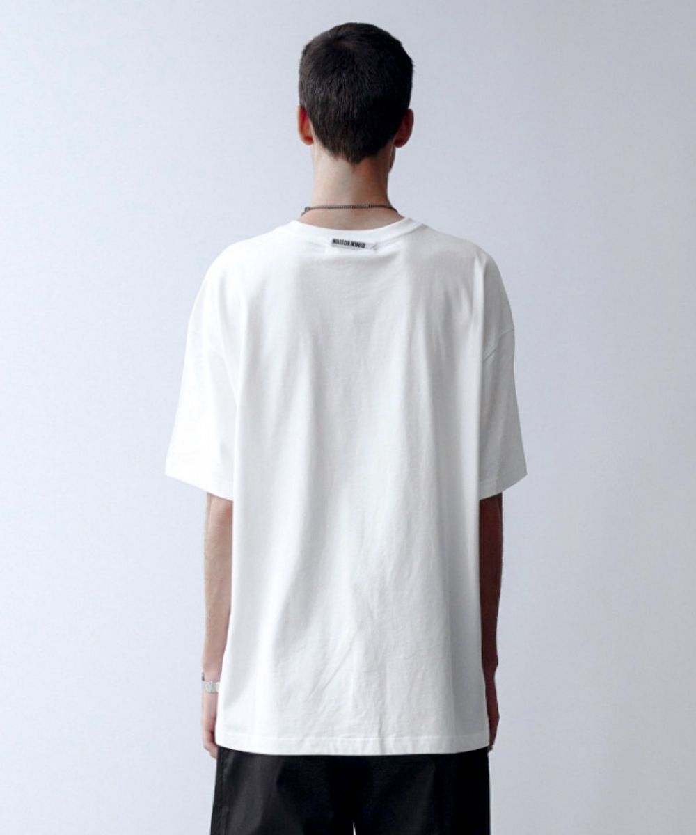 MUSINSA | MAISON MINED DOODLE HEART HALF T WHITE GRAYISH BLUE