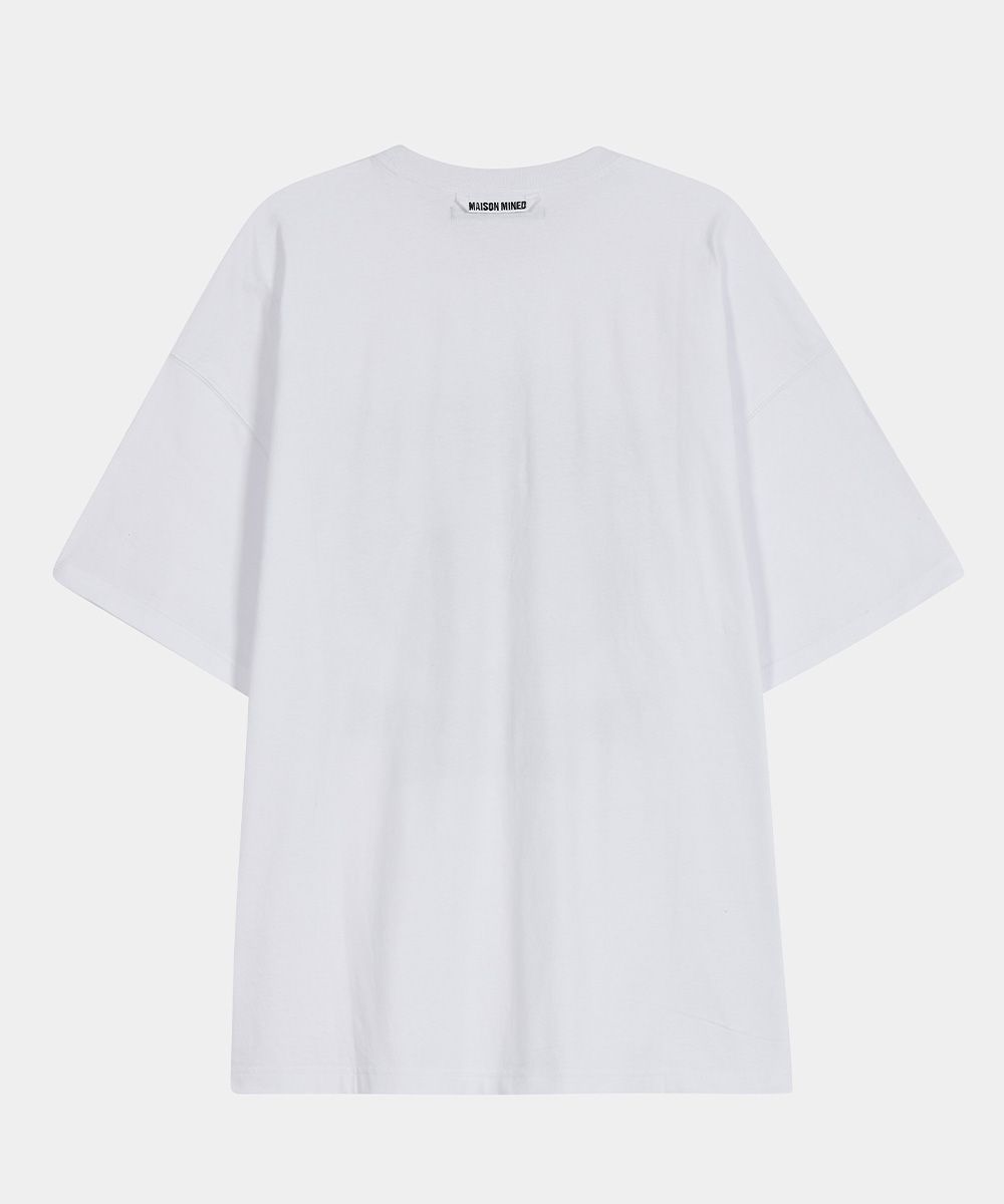 【MAISON MINED】24SS★ DOODLE HEART HALF T MUSINSA | MAISON MINED DOODLE HEART HALF T WHITE GRAYISH BLUE