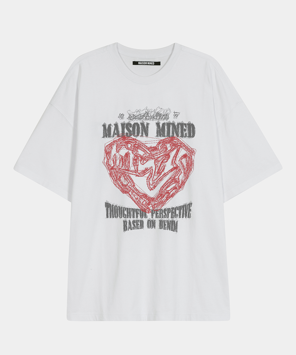 【MAISON MINED】24FW★ DOODLE HEART CHECK HOOD SHIRTS MUSINSA | MAISON MINED DOODLE HEART HALF T WHITE GRAYISH BLUE