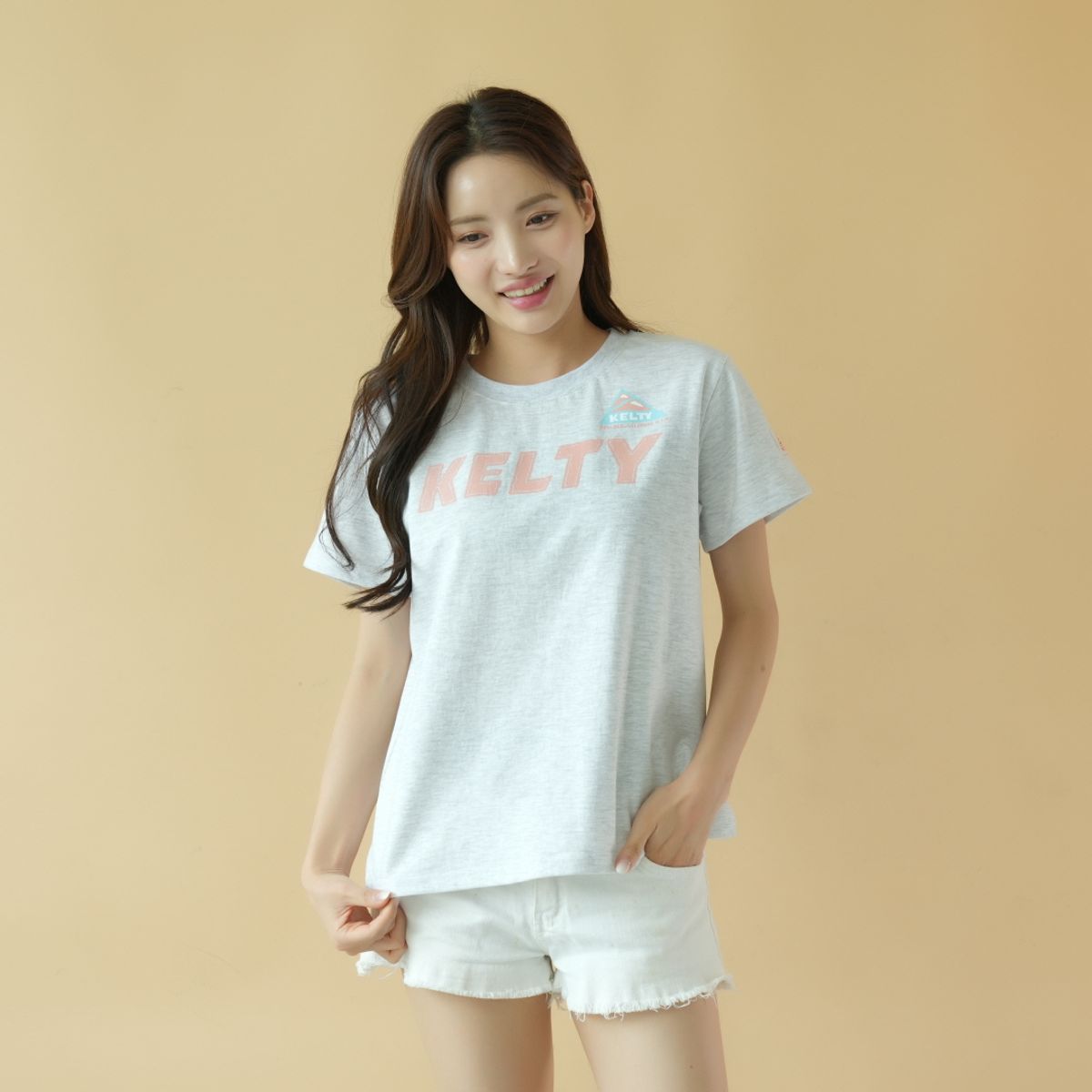켈티(KELTY) HC 티셔츠 화이트멜란지