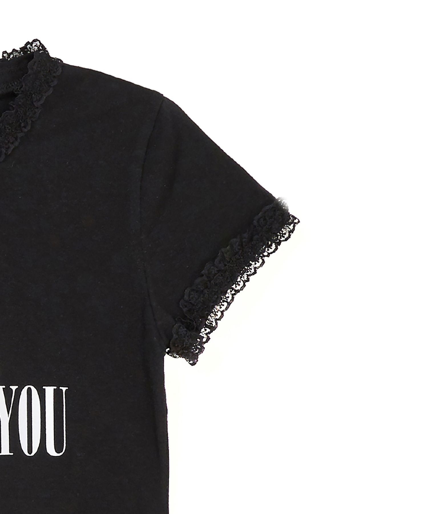 MUSINSA | YOUHEE LACE LETTERING BABY T-SHIRTS BLACK