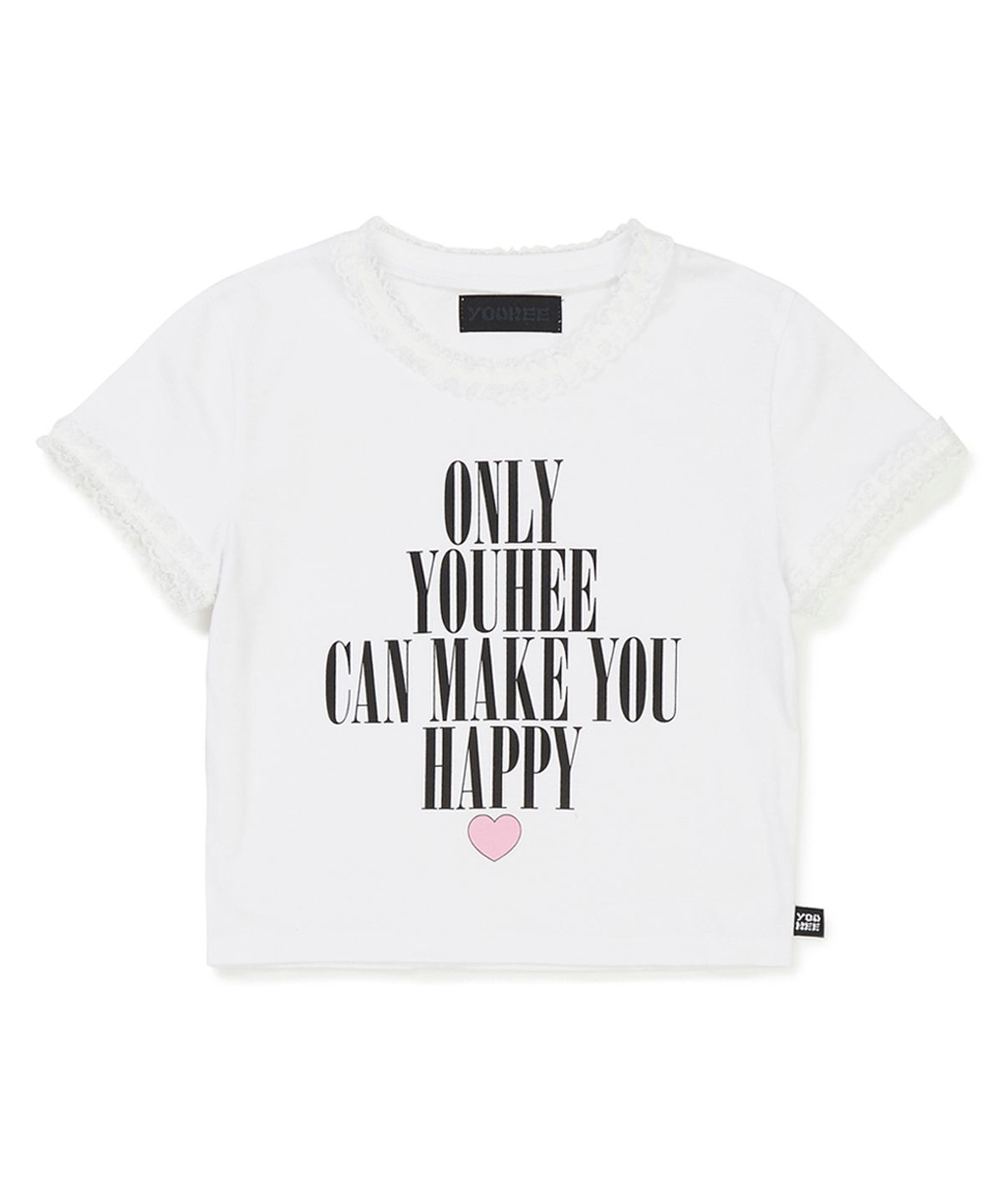 유희(YOUHEE) LACE LETTERING BABY T-SHIRTS WHITE