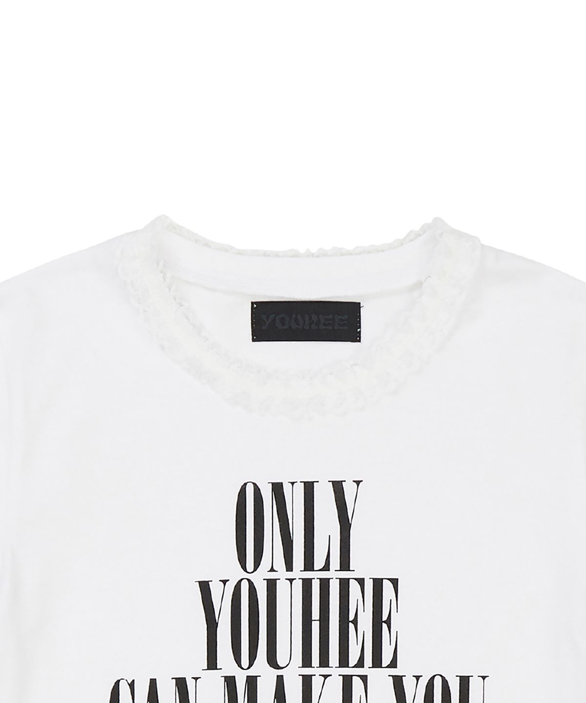 유희(YOUHEE) LACE LETTERING BABY T-SHIRTS WHITE