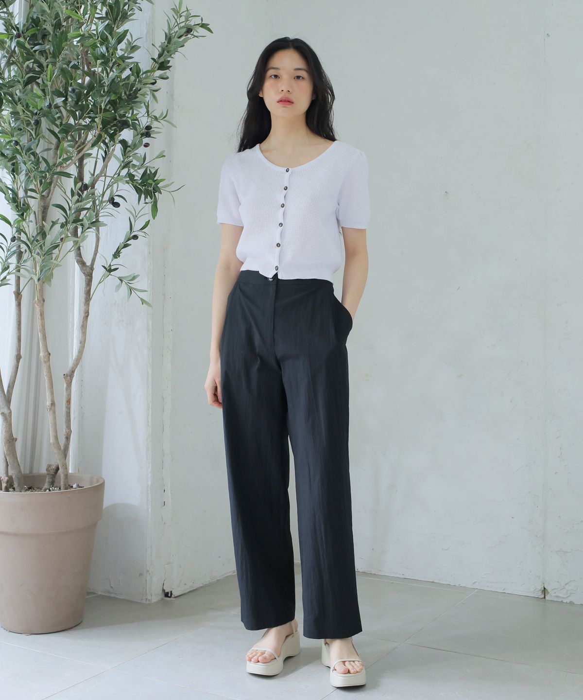폴앤앨리스(PAUL&ALICE) CROP CARDIGAN / WHITE