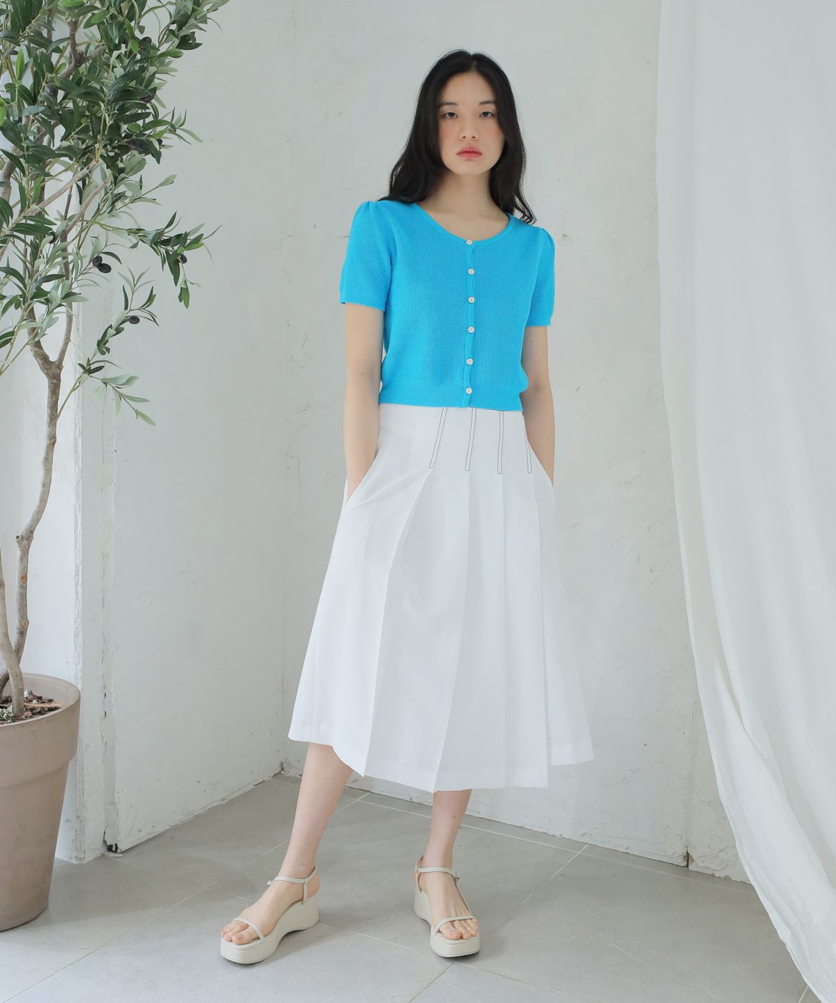 폴앤앨리스(PAUL&ALICE) CROP CARDIGAN / BLUE