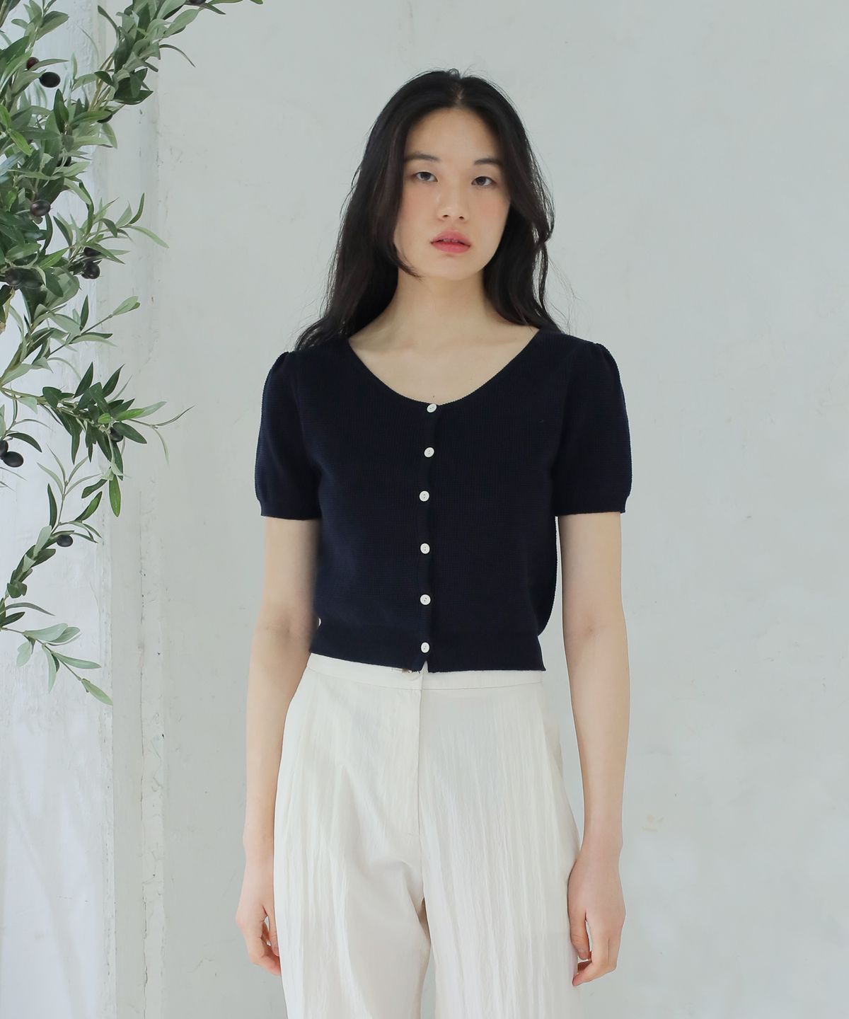 폴앤앨리스(PAUL&ALICE) CROP CARDIGAN / NAVY