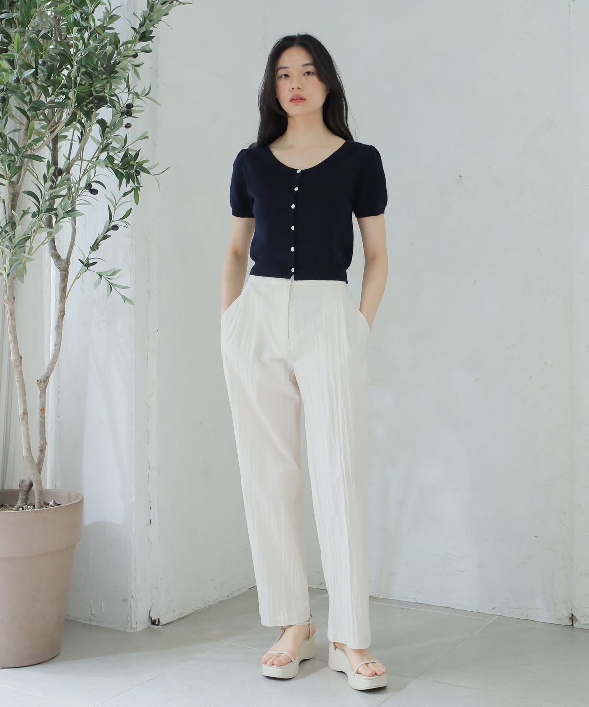 폴앤앨리스(PAUL&ALICE) CROP CARDIGAN / NAVY