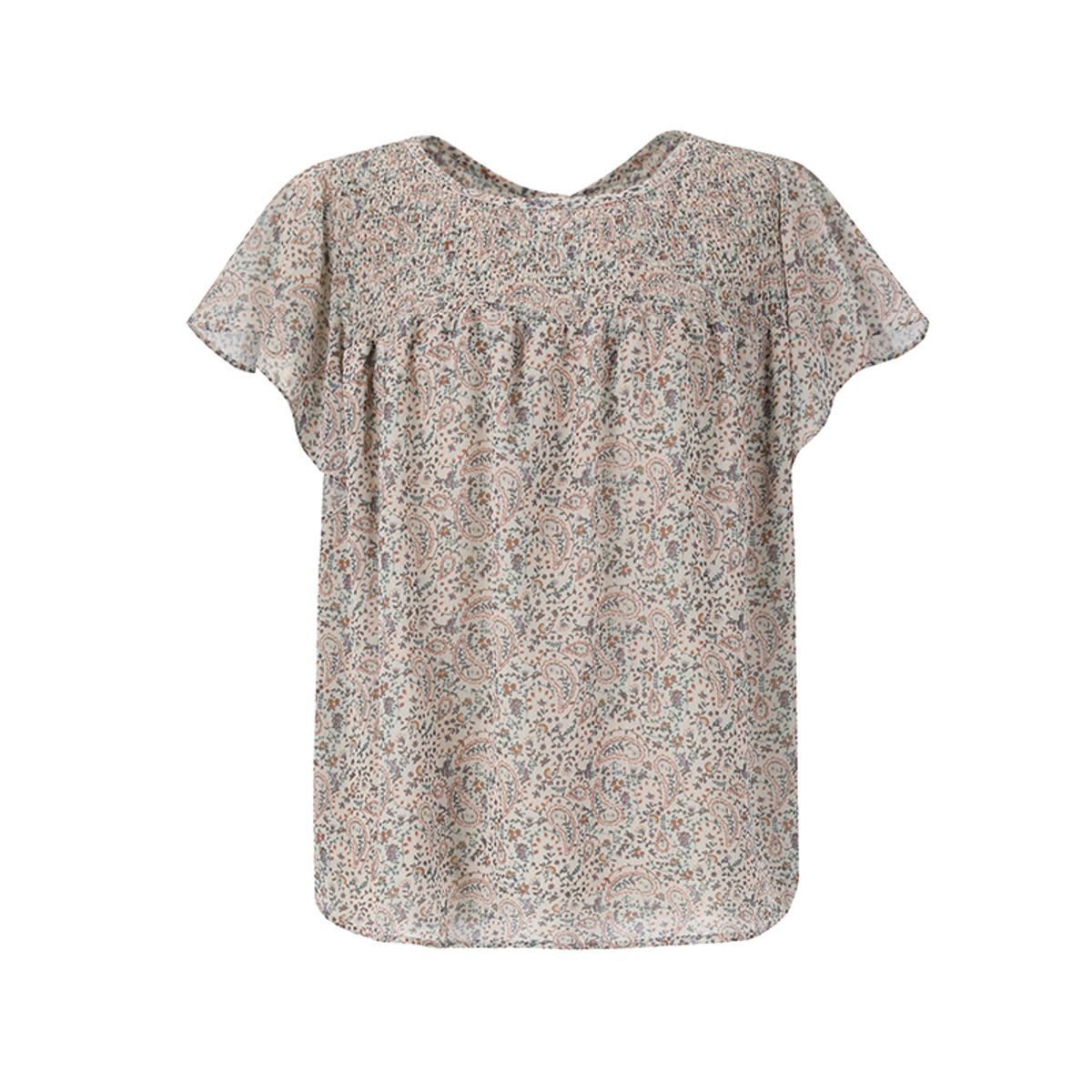 숲(SOUP) 프론트 스모킹 반팔 블라우스(SZ5SS34)