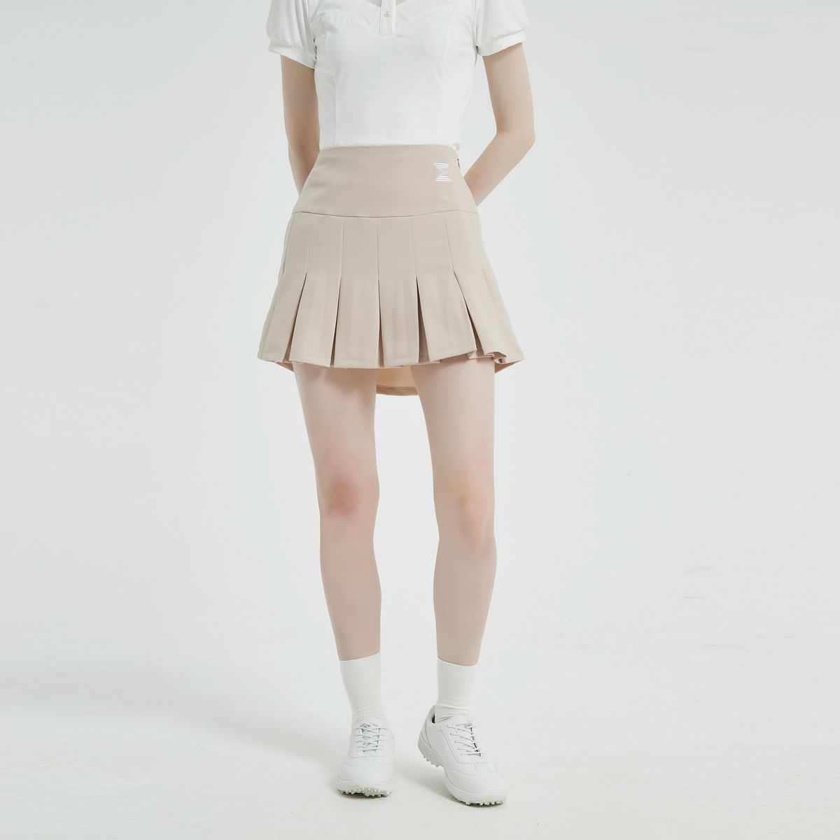이파르카(E.PARCA) 버티칼 파우치 플리츠 스커트(베이지)
