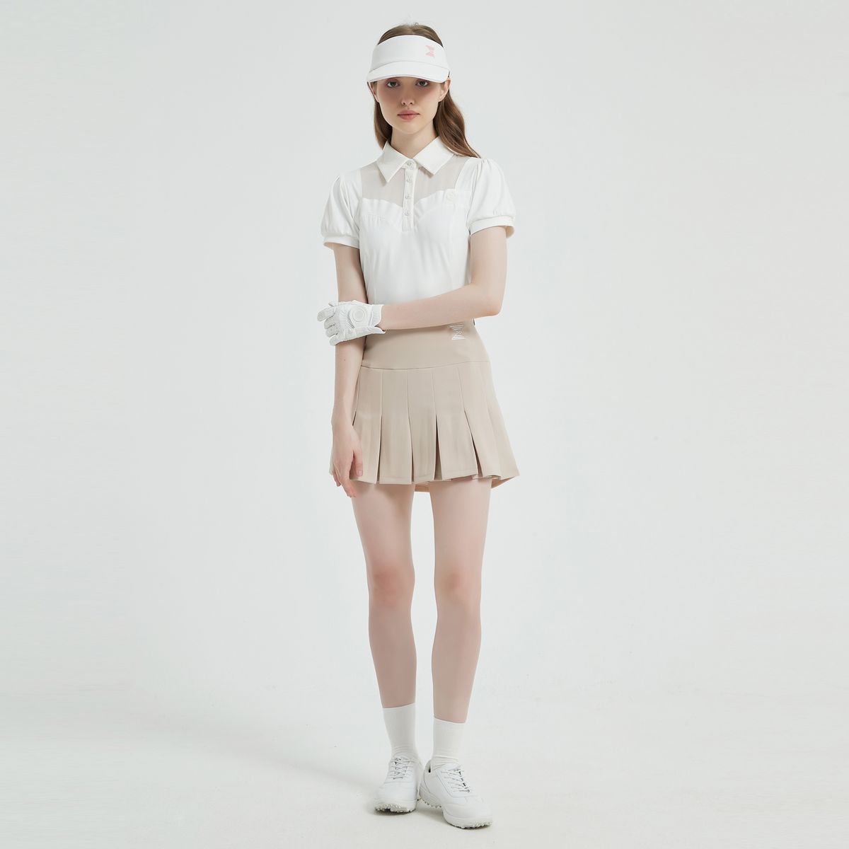 이파르카(E.PARCA) 버티칼 파우치 플리츠 스커트(베이지)
