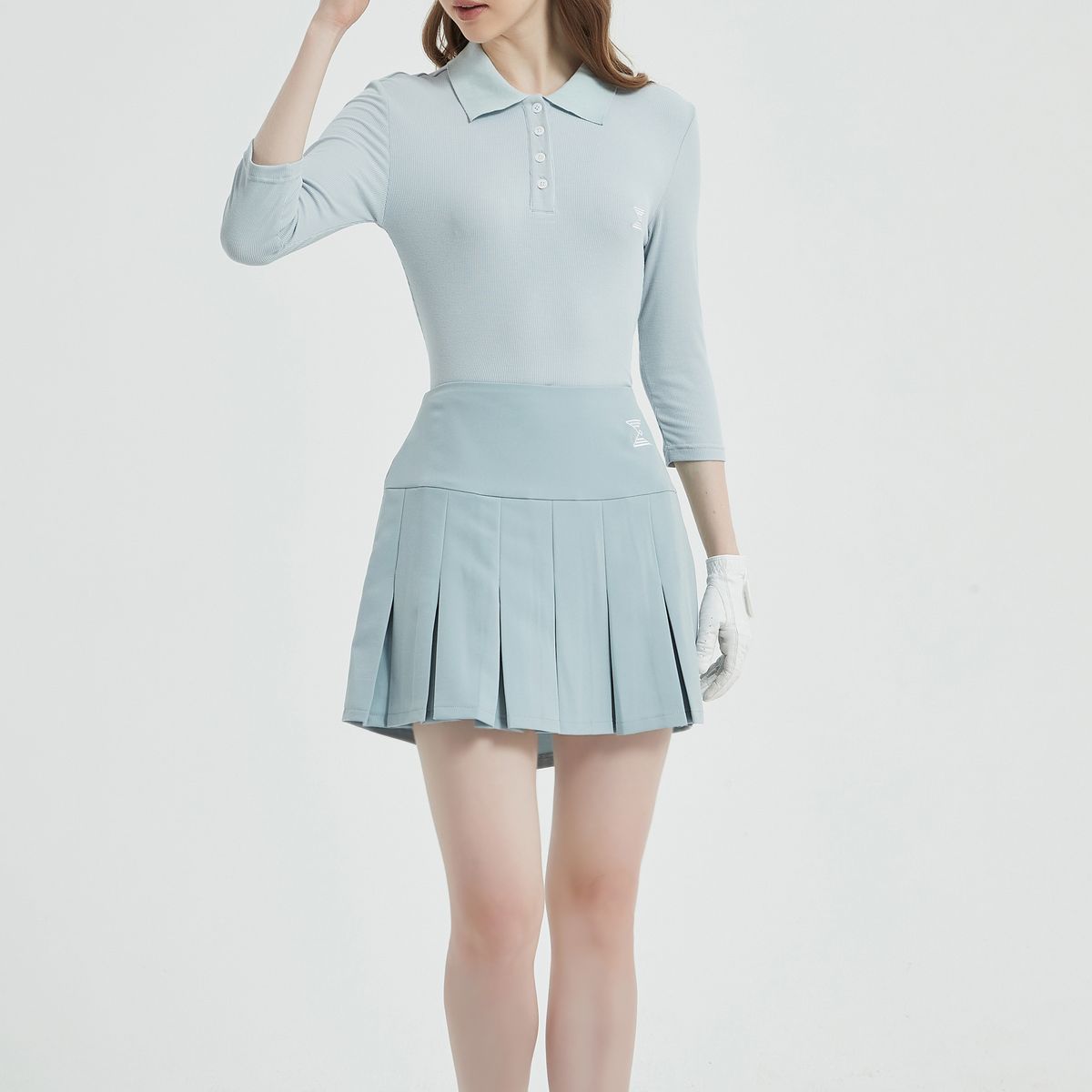 이파르카(E.PARCA) 버티칼 파우치 플리츠 스커트(스카이블루)