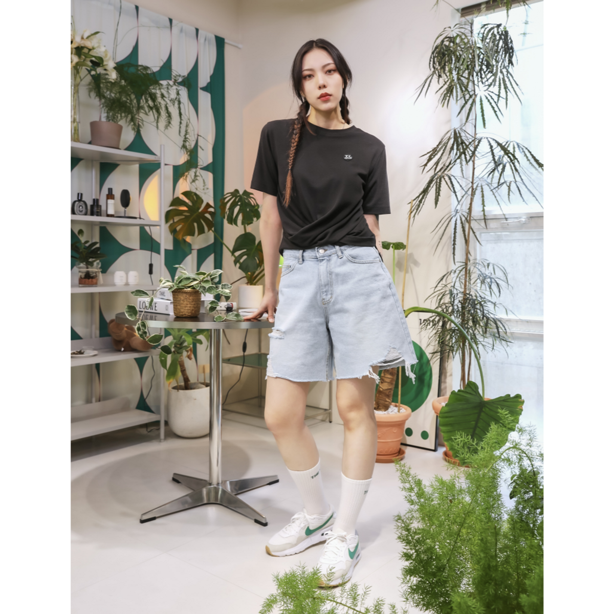 더그린랩(THE GREEN LAB) 여성 트위스트 모달 반팔티셔츠 [블랙]