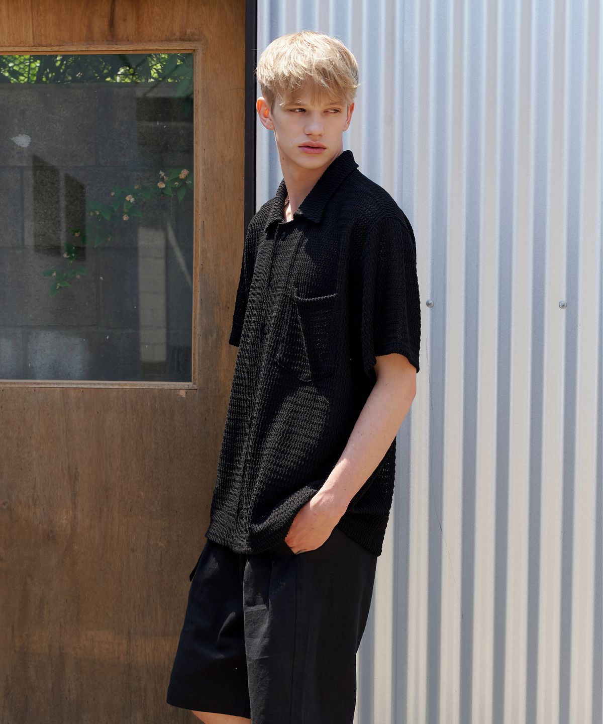 엔도어(ENDOOR) Crochet 1/2 shirts (black)