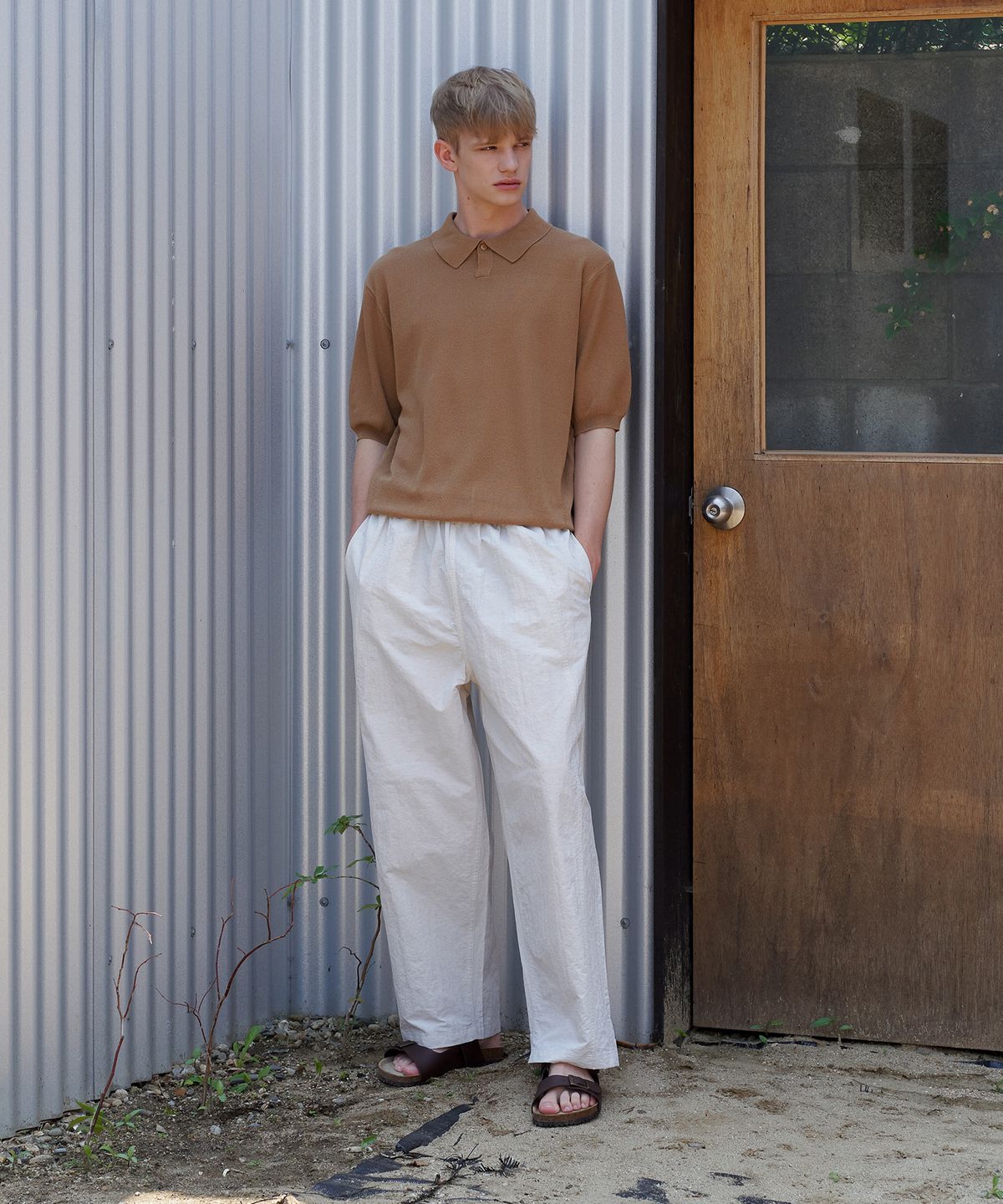 엔도어(ENDOOR) Linen collar half 1/2 knit (beige)