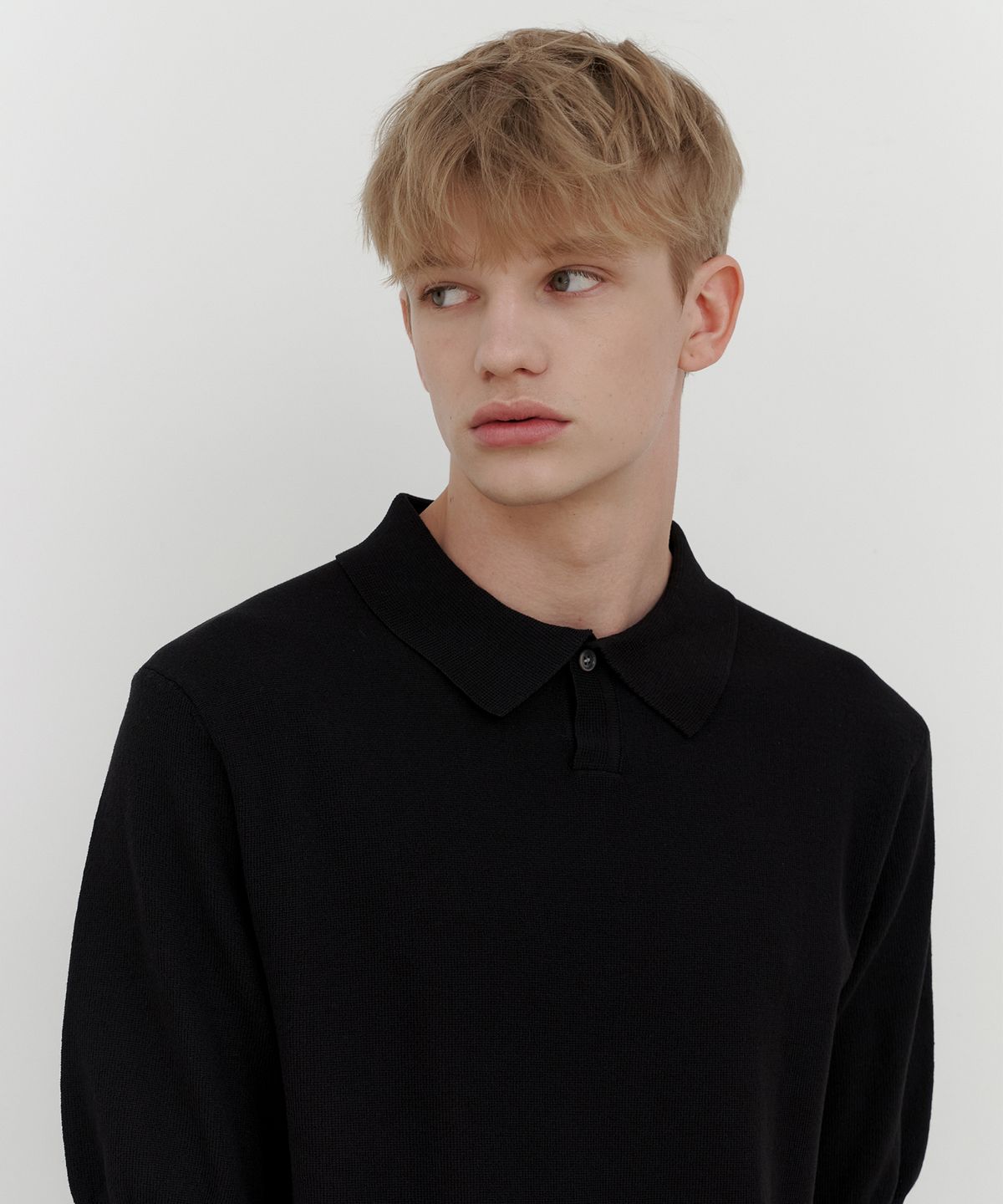 엔도어(ENDOOR) Linen collar half 1/2 knit (black)