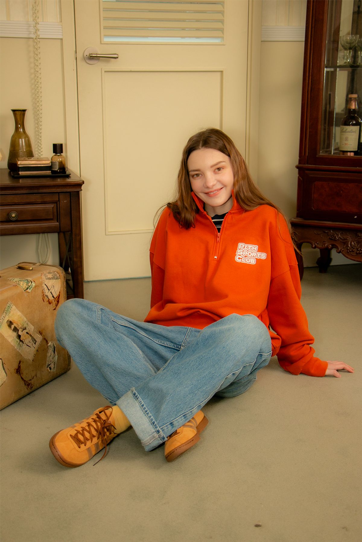 피스스포츠(PITHSPORTS) Pithsports Half Zip-up Sweatshirt (Orange)