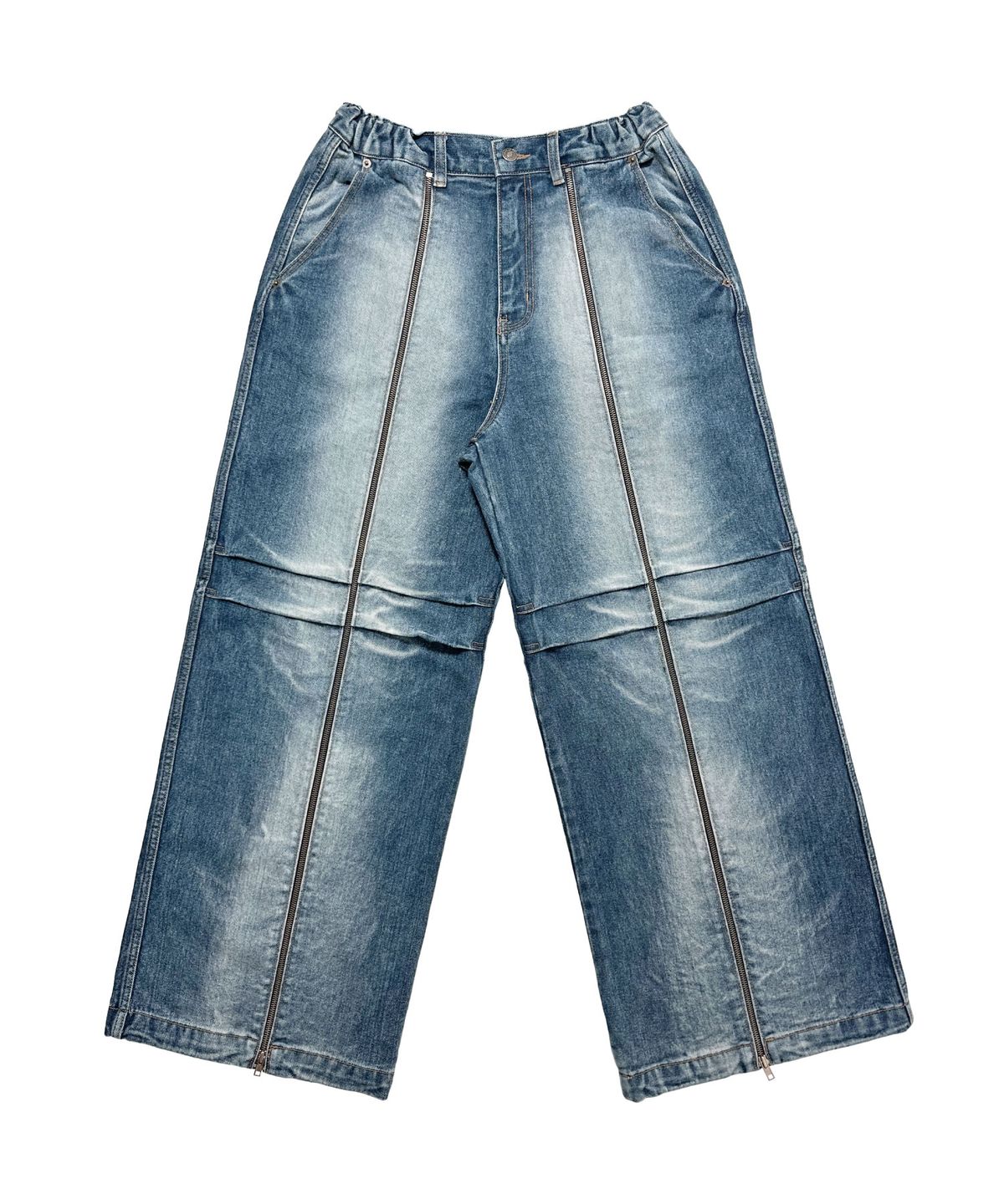 이우가마카라스(IUGAMAKARAS) Long Zipper Denim Pants (Blue)