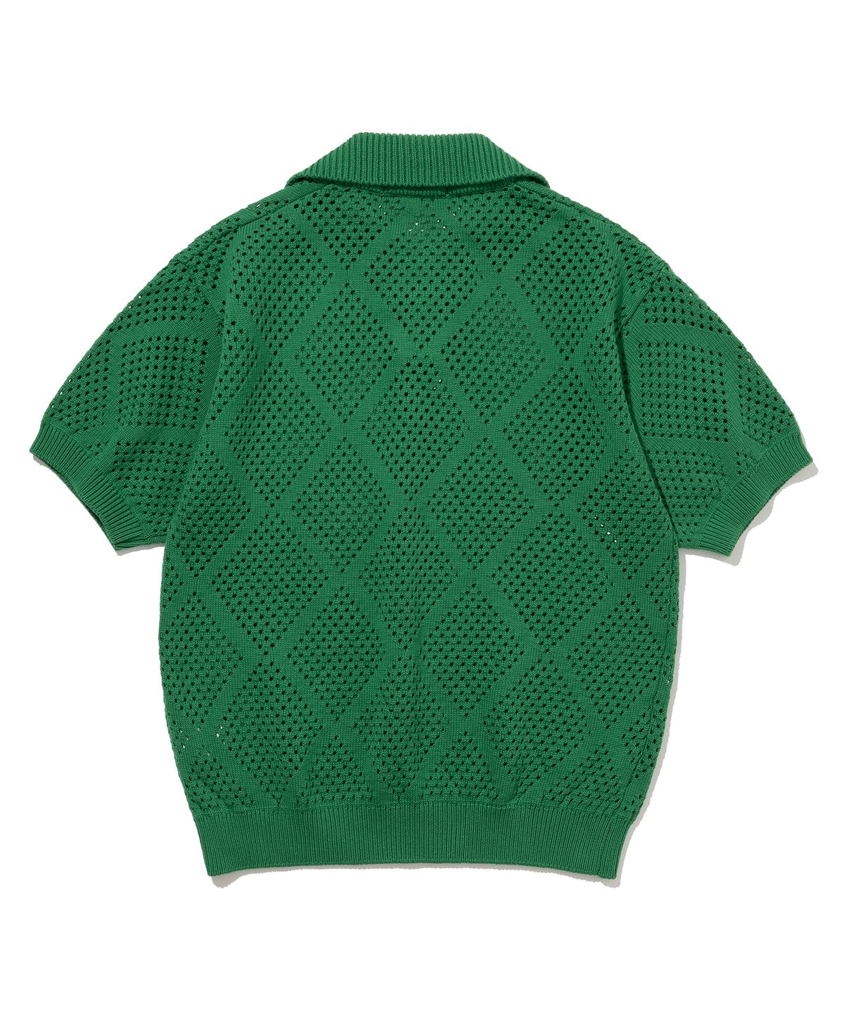 니티드(KNITTED) 코튼 크로쉐 하프 니트티 GREEN