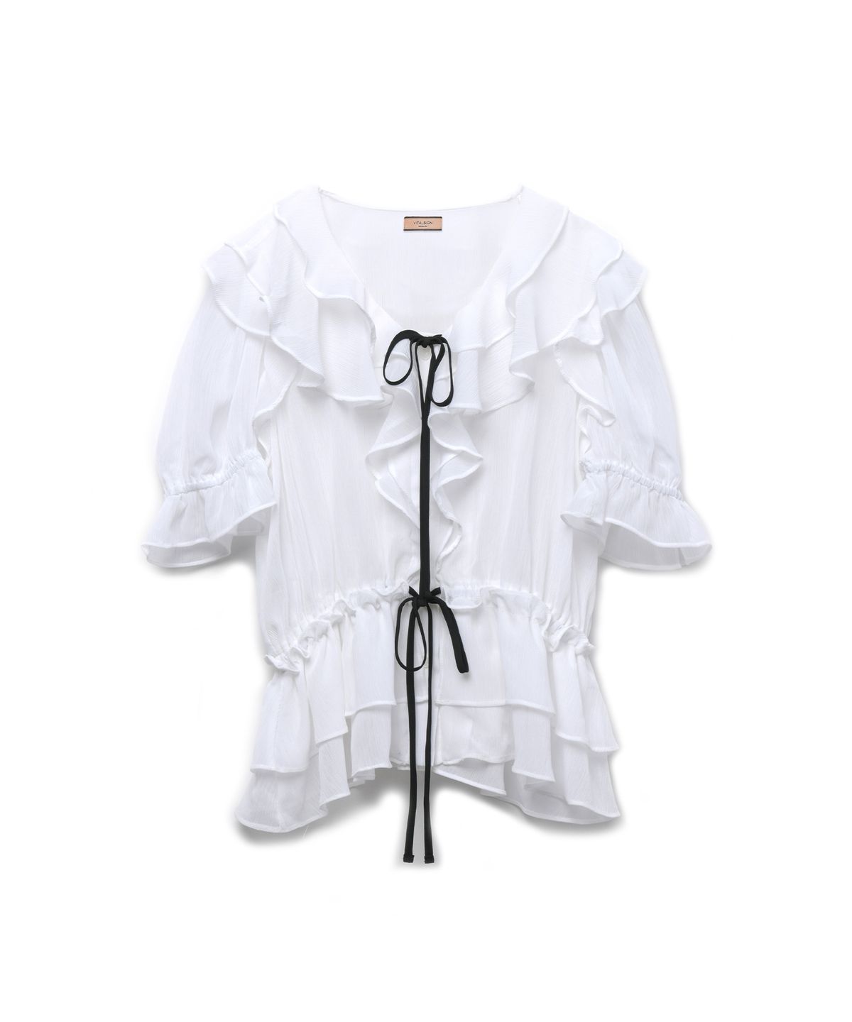 바이탈싸인(VITALSIGN) Frill Chiffon Ribbon Blouse